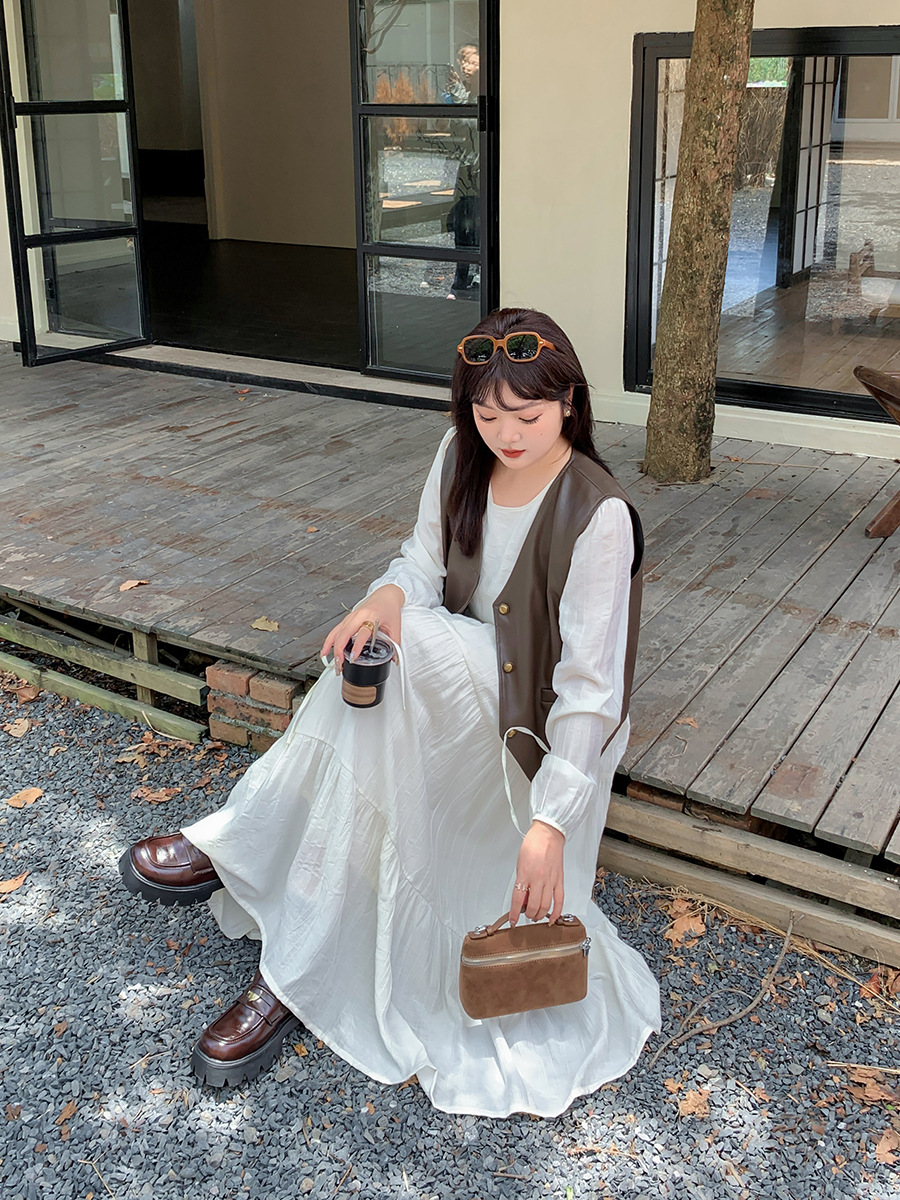 A0088 Xuanchen Clothing Plus Size Women's Clothing for Chubby Girls, Extra Large Size Sweet Little White Dress, One Piece Dress for Wholesale