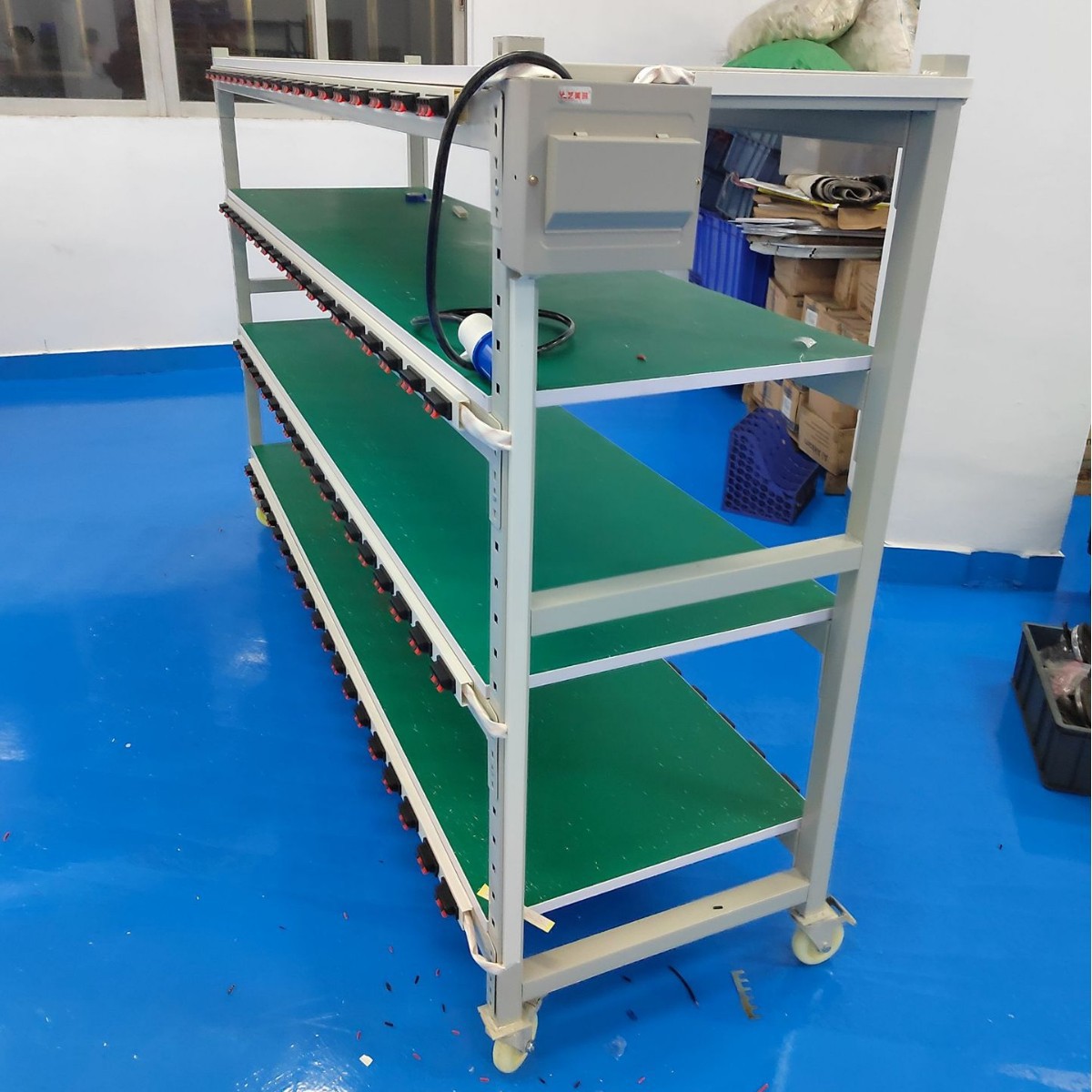 Wheeled Aging Rack Test Power Strip Movable Turnover Cart with Cable Clamp Aging Rack Led Product Test