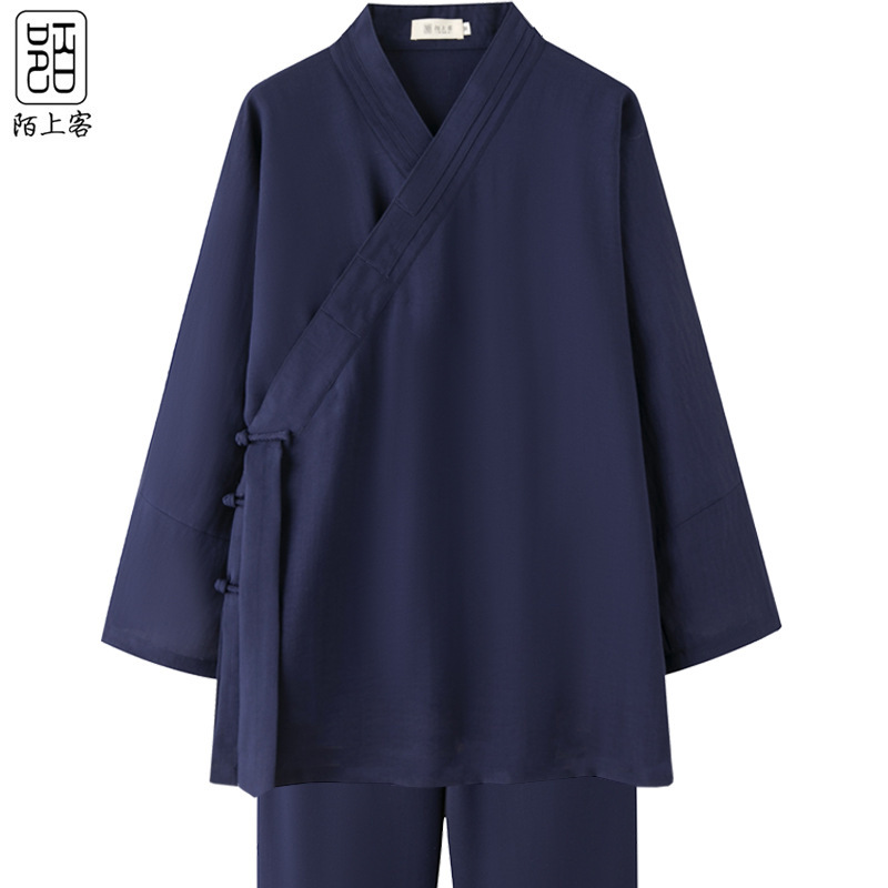 Даосский халат Тань Уданг с воротником Три ясности, летняя даосская одежда, лен, халат с косым воротником