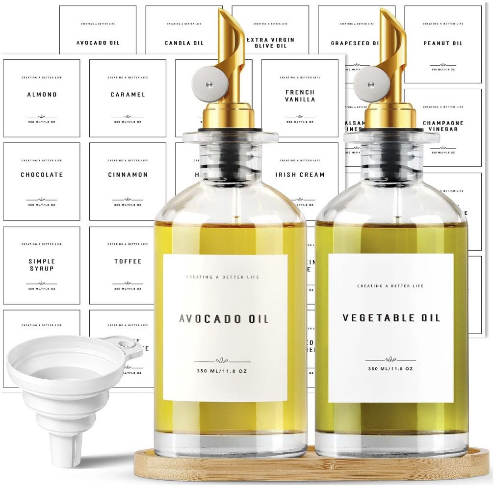 Кухонные принадлежности Amazon, 500 мл кристально белая стеклянная бутылка, автоматическая открывающаяся и закрывающаяся бутылка для масла