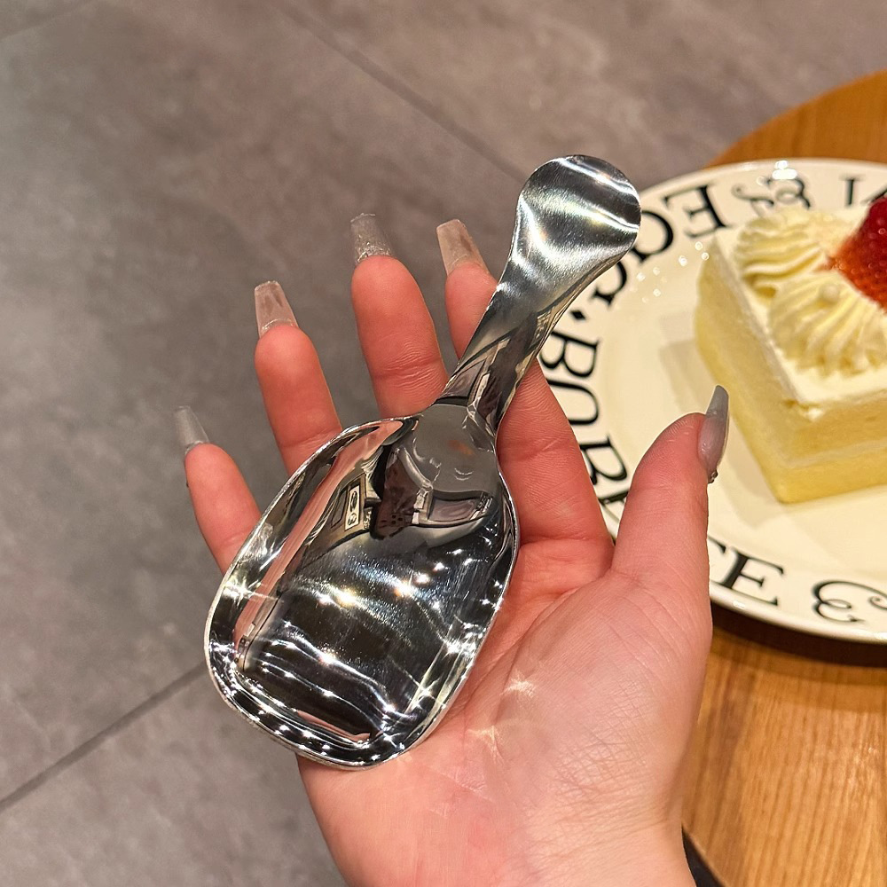 Утолщенная чайная ложка из нержавеющей стали, ложка для чая, короткая ручка, домашняя маленькая ложка, совок для десертов, ложка для риса