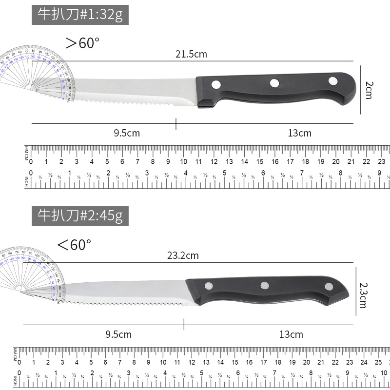 plastic handle pp stainless steel steak knife kitchen bread knife serrated western steak knife hotel restaurant western food knife