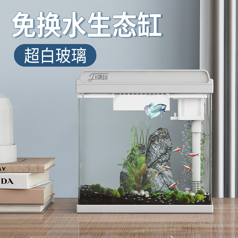 Настольный аквариум для дома, маленький аквариум из ультра-белого стекла, экосистемный аквариум для дропшиппинга