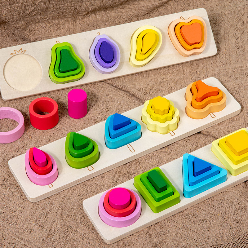 Монте-ссори игрушки для раннего обучения, геометрические фигуры, пять наборов колонн, цветовое восприятие