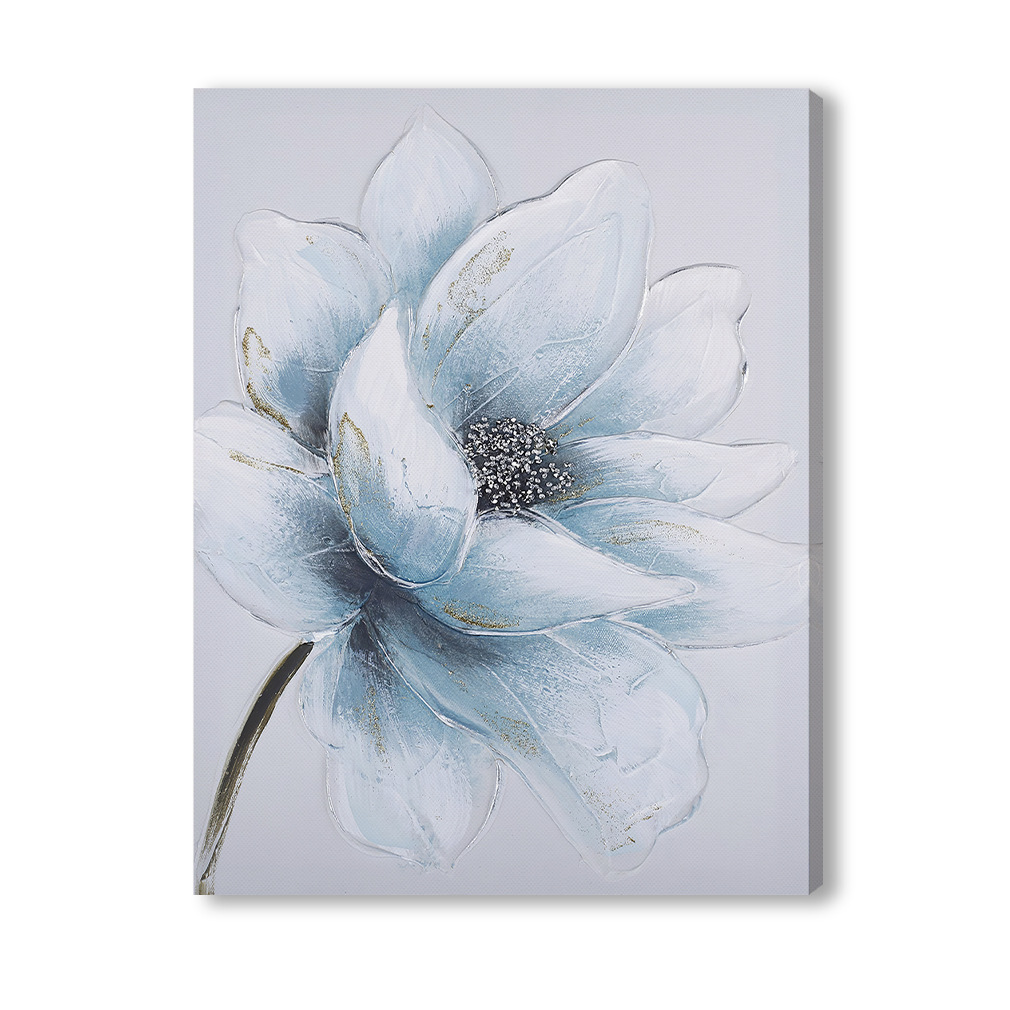 Cross-border Hot-selling Modern Simple Blue Flower Canvas Painting Model Room Hotel Decorative Painting Living Room Bedroom Entrance Real Object