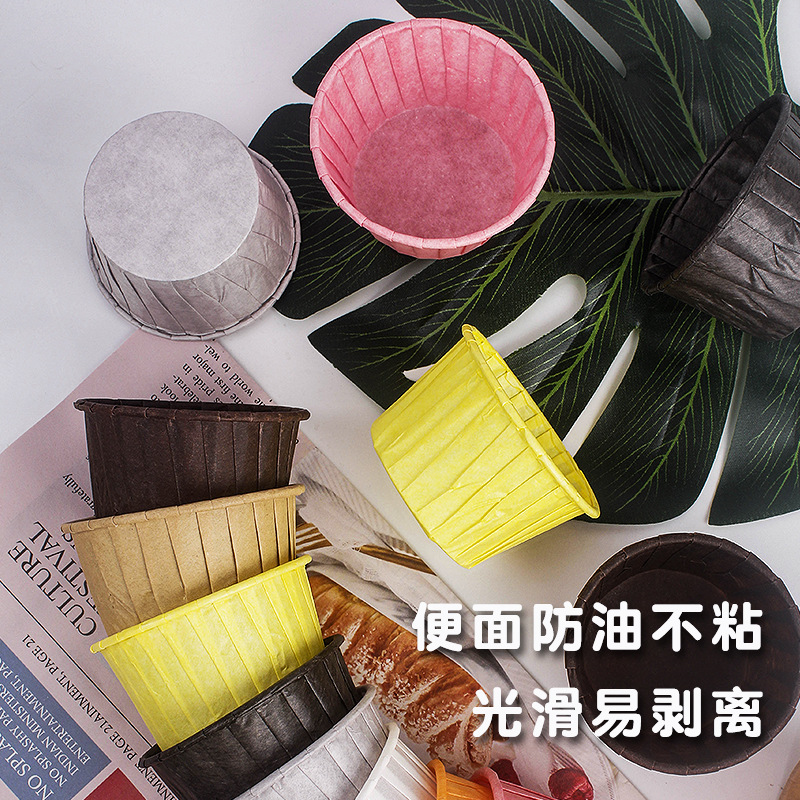 Grease-Proof Paper Dessert Cup Rolled Edge High Temperature Resistant Cup Household Baking Disposable Muffin Cup Cake Paper Tray Mold