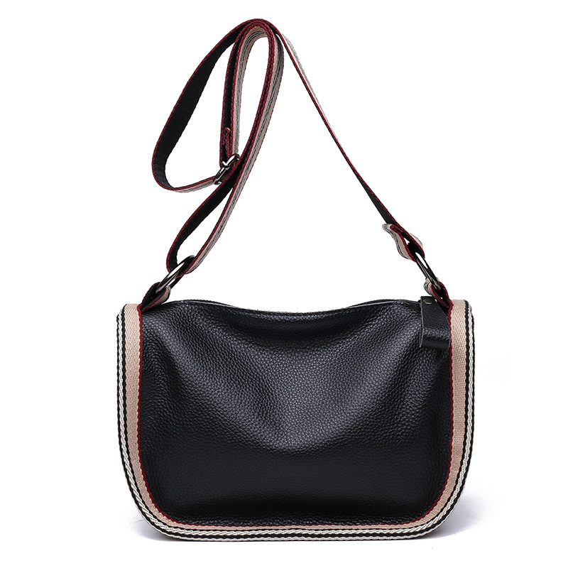 Foreign Trade Supply Bag Women's New Style Pebbled Wide Shoulder Strap Single Shoulder Crossbody Women's Internet Celebrity Live Broadcast Small Square Bag