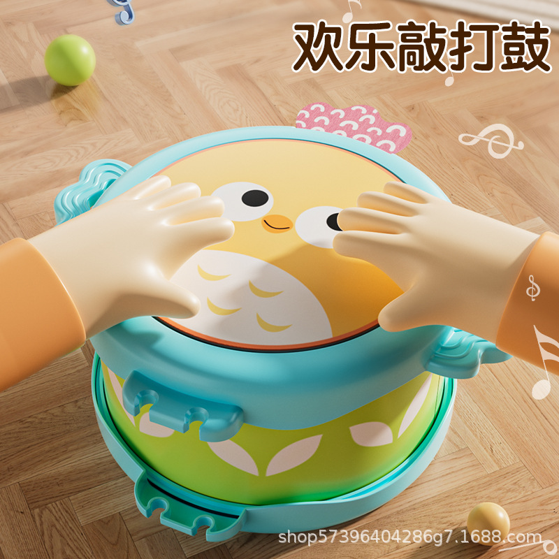 Cross-Border Kidsren's Toys Hand Drum Baby Percussion Instrument Baby Tambourine Educational Enlightenment 0-6 Months Hand Drum