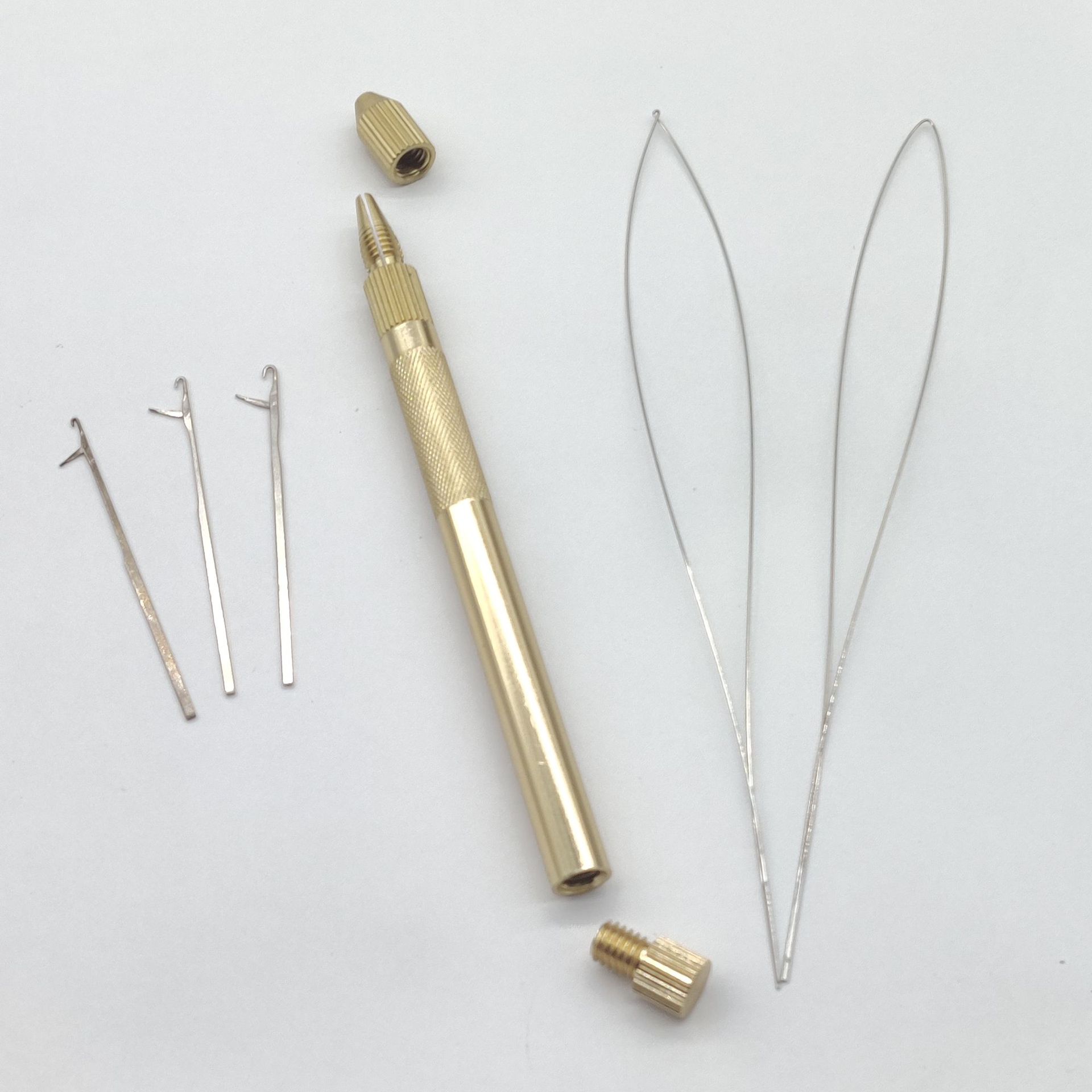 Hair Extension Tools with 5 Heads Each Metal Multi-functional Bead Threader Fishing Line Bead Threader Pull Ring 3 Colors Optional