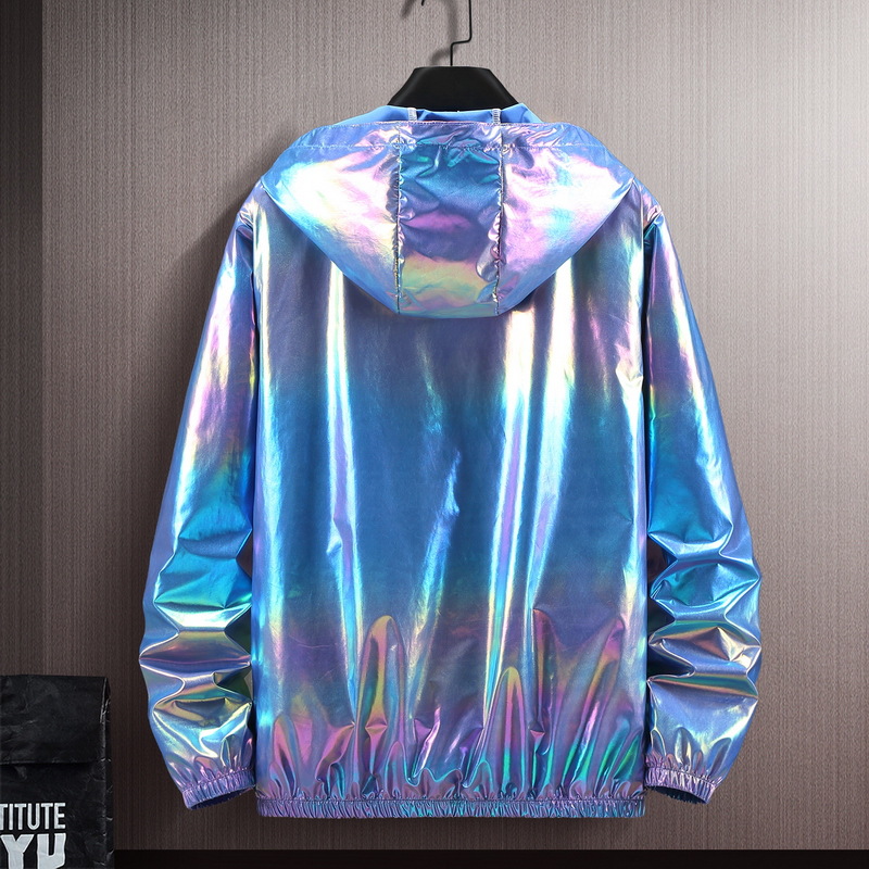 European and American summer colorful reflective sun protection clothing Men's Ice Silk ultra-thin couple's colorful thin jacket trendy gradient coat