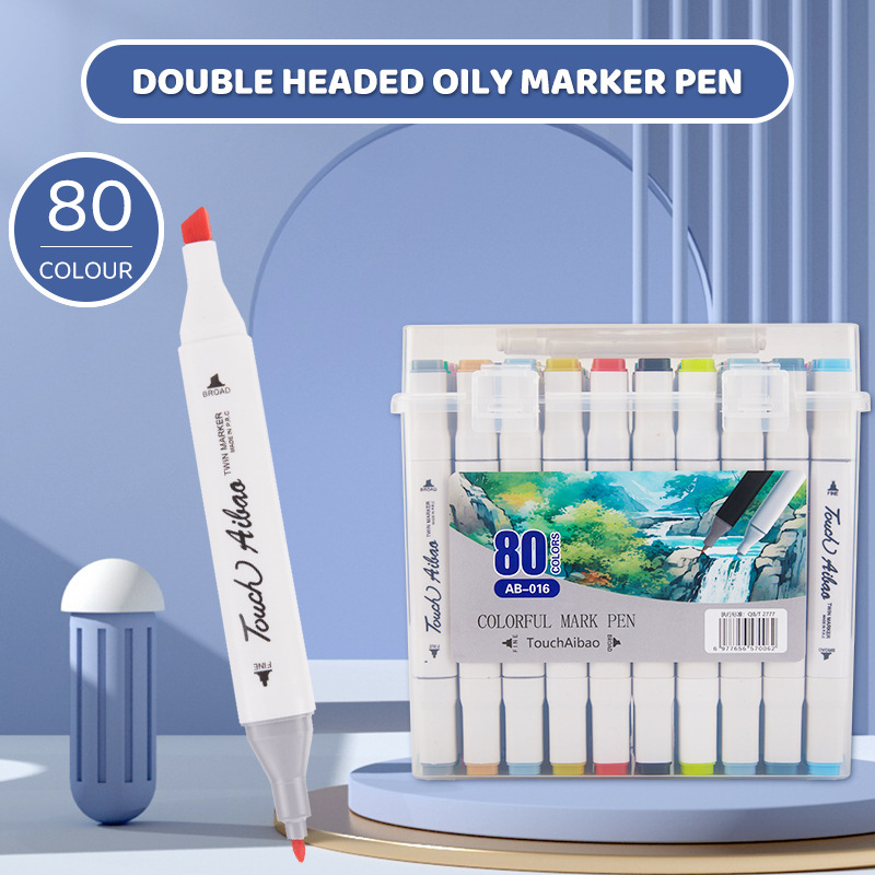 Oil-Based White Marker Set 24/36/60 Colors Square Barrel Marker Pen Box Set for Students Anime Hand-Drawn Coloring Pens