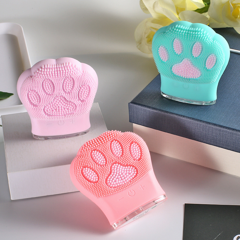 Electric Facial Cleansing Device Pore Cleaner Silicone Brush Cat Claw Device Wholesale Deep Cleaning