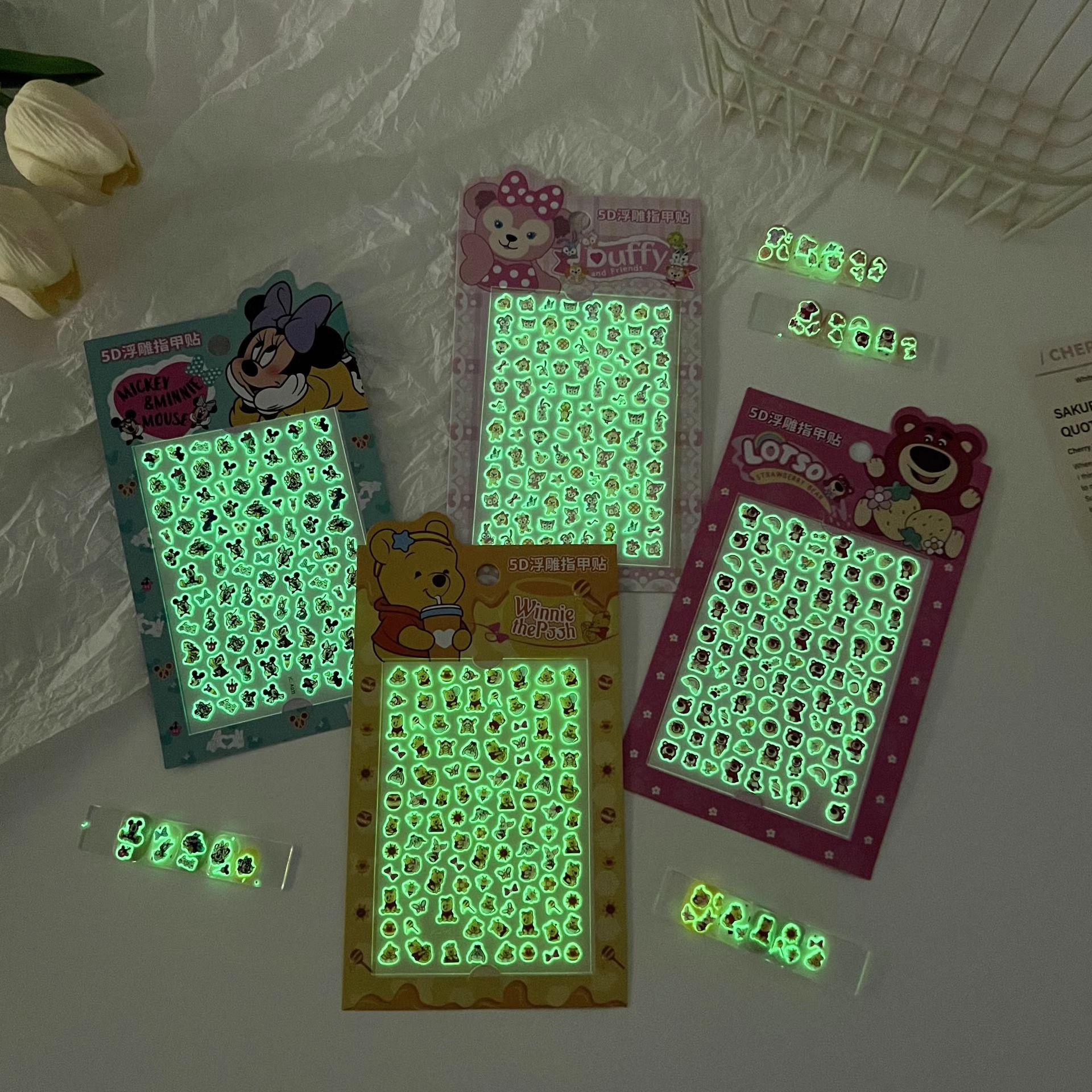 Sanrio Kolomi Luminous Children's Nail Stickers Cute Cartoon Stickers Little Girl Pony Polly Nail Stickers