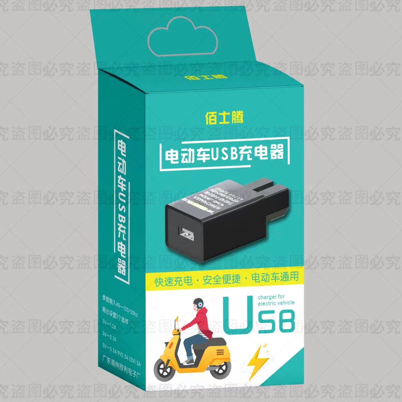 Electric Vehicle Mobile Phone Charger USB Converter Pin Plug 48-120V Universal
