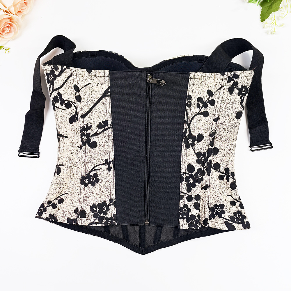 Xia Xin Chinese Classic apricot Branch Embossed High-end Body Shaping Corset Belly Covering Waist Slimming Fishbone Top