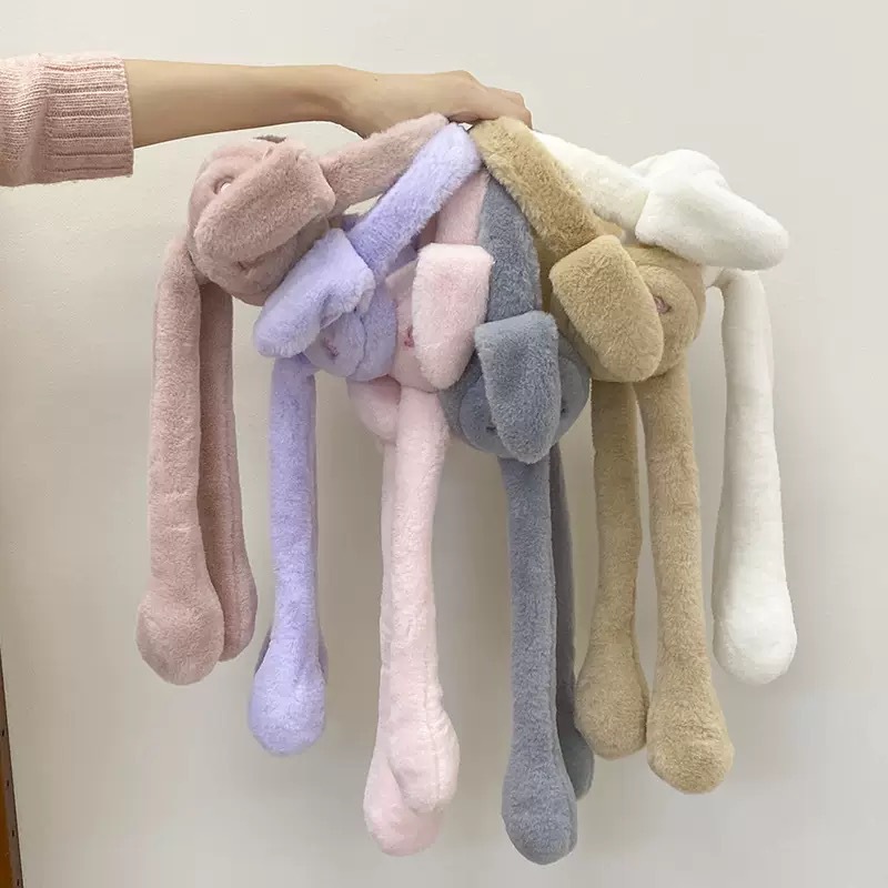 Earmuffs with Moving Rabbit Ears, Winter Women's Warm Earmuffs, Kidsren's Cartoon Cute Earbags, Ear Warmers, Ear Protection Hats