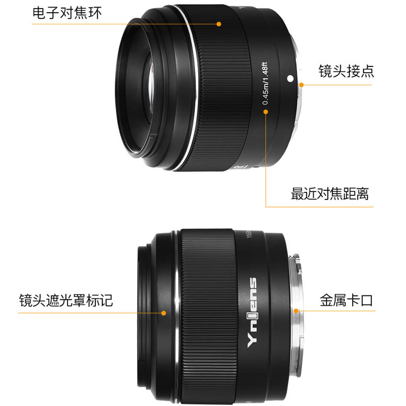 Yongnuo Yn50Mm F1.8S Fixed Focus Large Aperture Portrait Lens, Automatic Manual Focus Suitable for Sony Cameras