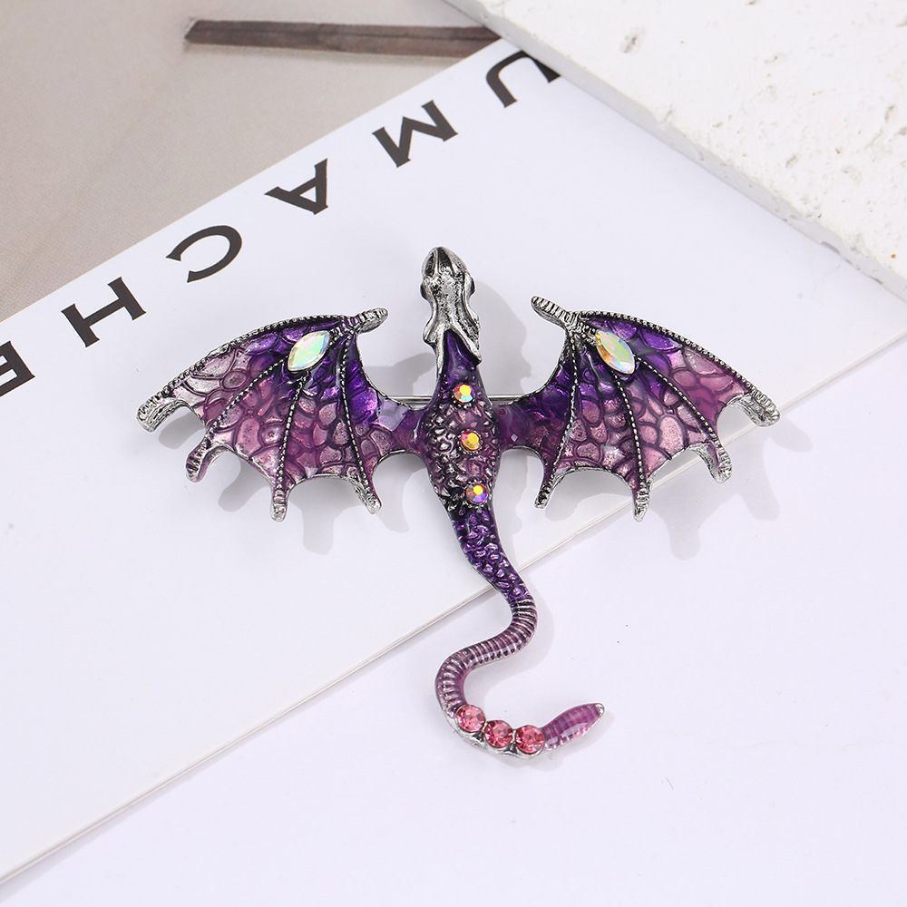 Vintage Oil Dropping Cartoon Dragon Style Brooch for Men and Women Couple All-match Personalized Suit Coat Accessories Pin Jewelry