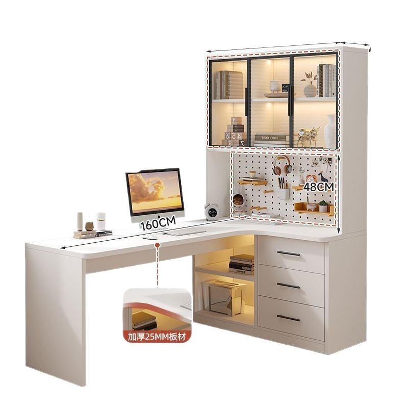 Factory Direct Sales Corner Desk Hole Board Home Desk Bookshelf Study Room Integrated Simple Light Luxury Study Table Set