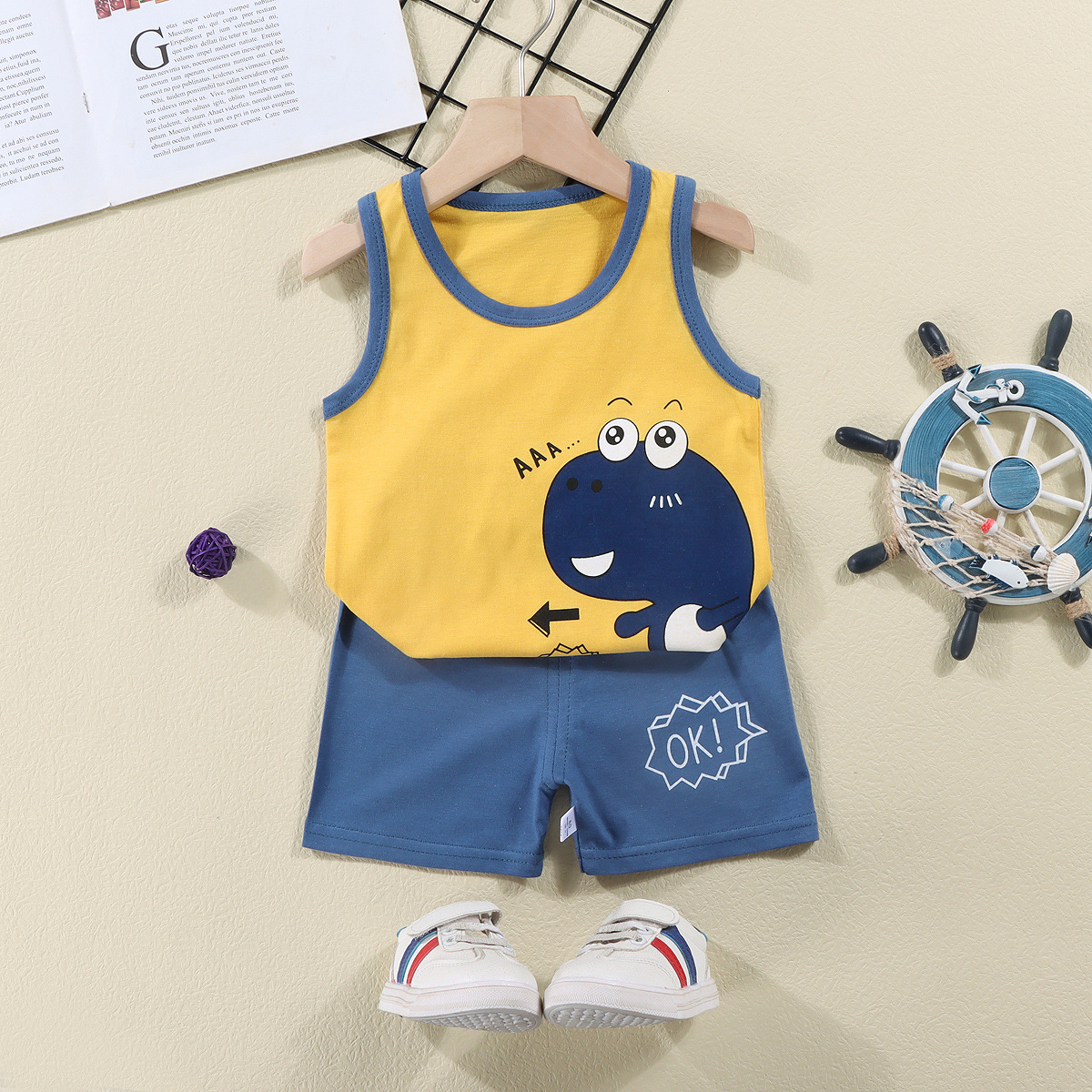 Children's Vest Suit Summer Pure Cotton New Girls Shorts Clothes Baby Korean Style Boys Sleeveless Suit Kidsren's Clothing