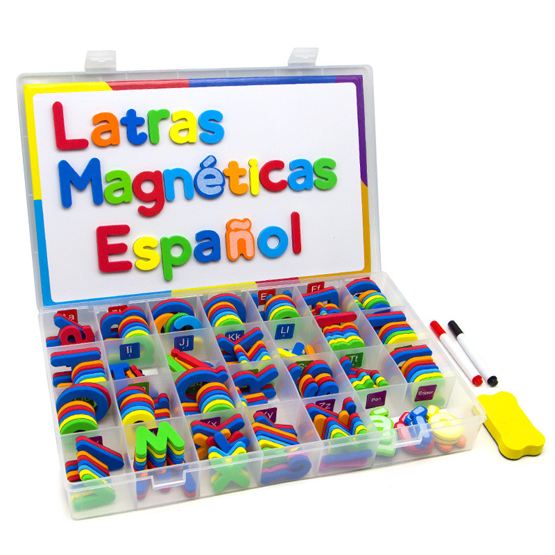 Cross-border Spanish English Alphabet Magnetic Sticker Children's Foreign Spelling Learning Teaching Aid Natural Spelling Magnetic Sticker