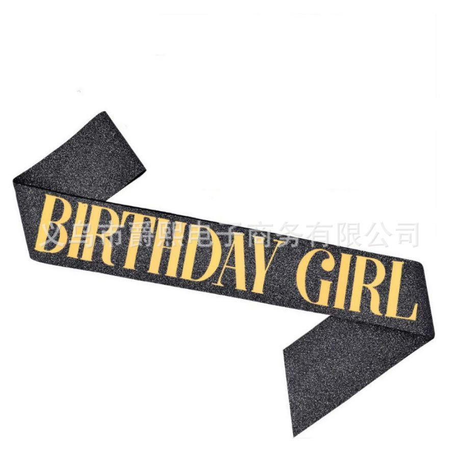 Cross-border Birthday Shoulder Strap birthday Queen Girl Glitter Birthday Wedding Party Ribbon Etiquette