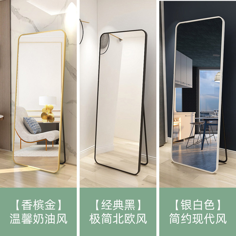 Full-Length Mirror Internet Celebrity Floor-To-Ceiling Mirror Home Bedroom Dressing Mirror Wall-Mounted Simple Girls Dormitory Makeup Glass Mirror