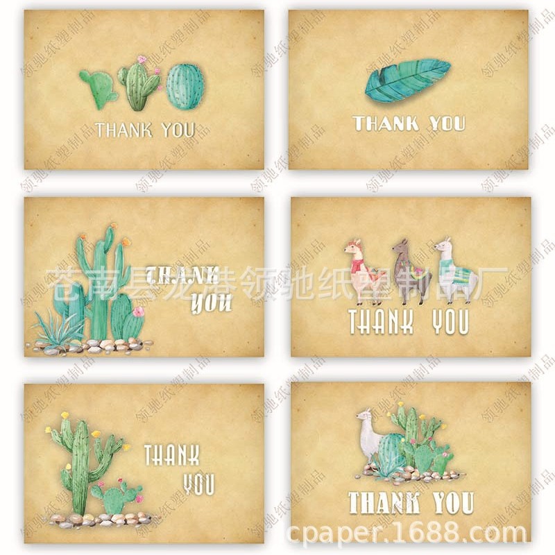 Кросс-бодерная открытка из крафт-бумаги, набор конвертов с акварельным альпакой и кактусом