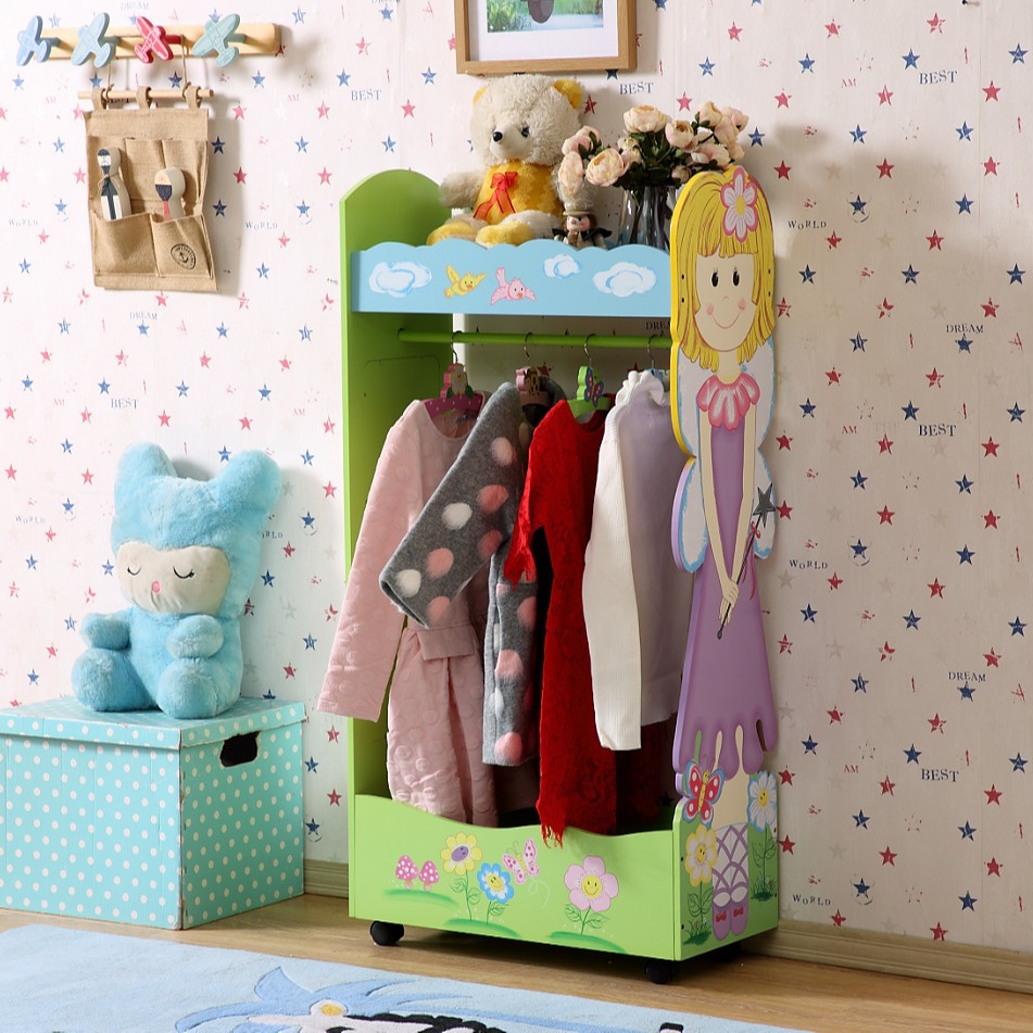 Furniture factory large supply of European wooden children's cartoon cute coat rack girl clothes hanger storage