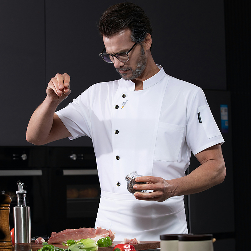 Летняя быстросохнущая рабочая одежда для повара, короткий рукав, униформа для столовой