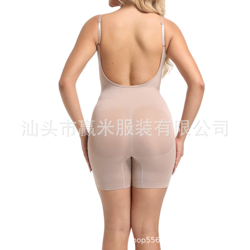 Cross-border seamless cross-border hot selling yoga postpartum hip lifting body shaping belly contracting backless one-piece boxer body shaping underwear