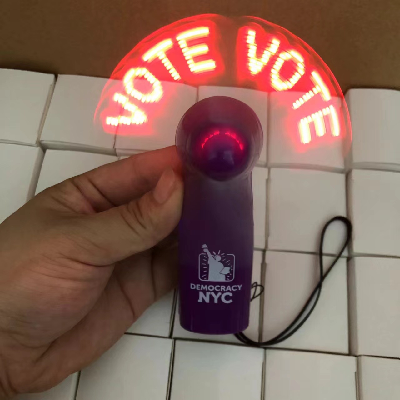 Small fan mini advertising display word small fan mini charging fan mini electric fan display word fan led