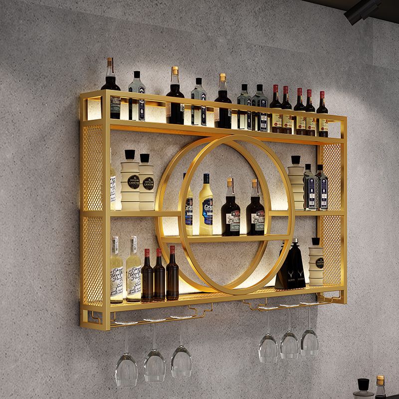 Iron Bar Red Wine Rack Dismounting Wall-mounted Display Cabinet Storage Rack Wall-mounted Modern Red Wine Rack for Restaurant