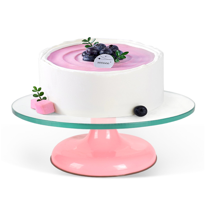 Tempered Glass Decorating Table Rotating Cake Baking Mold Tools Solid Non-slip Decorating Table Cake Turntable