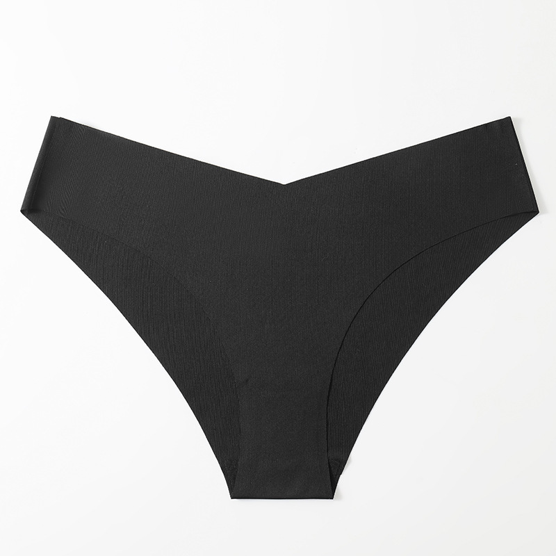 European and American plus size seamless ice silk underwear ladies V-shaped waist one piece cotton crotch breathable ladies briefs batch