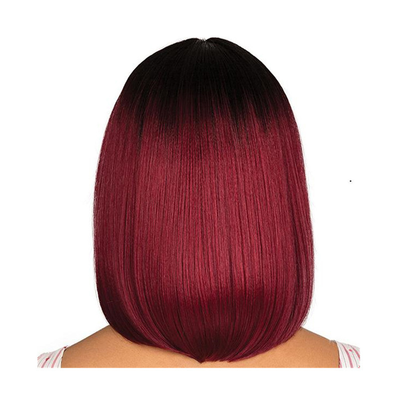 Amazon new cross-border wig Black Gradient red split bobo Bob Head full headgear manufacturers wholesale