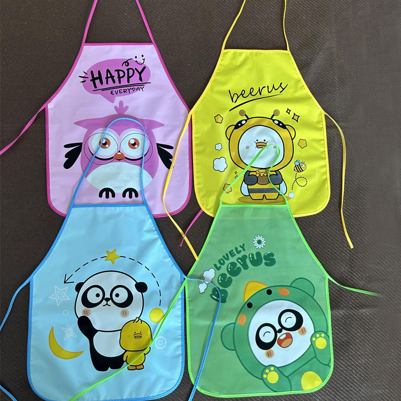 Children's Apron Smock Art Painting Clothes Housework Waterproof Cartoon Peva Kids Starting Studio Bib