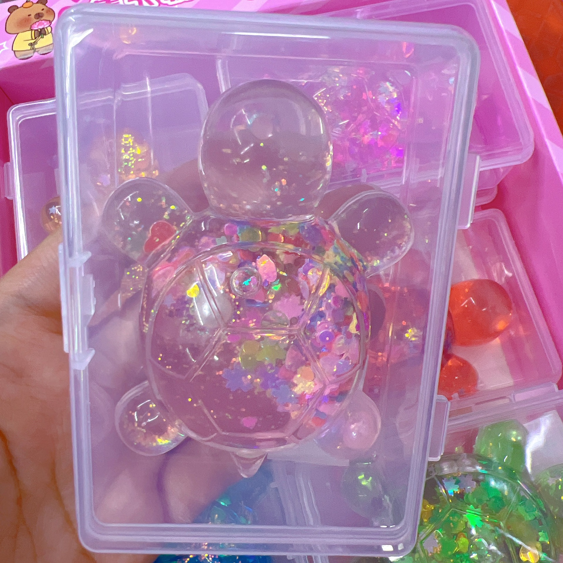 8.6cm oversized oil quicksand sparkling turtle jumbo model toy full red chan net red children's play