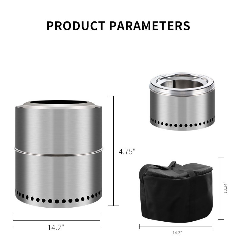 Cross-border hot sale outdoor heating wood stove split stainless steel stove courtyard bonfire smokeless barbecue grill