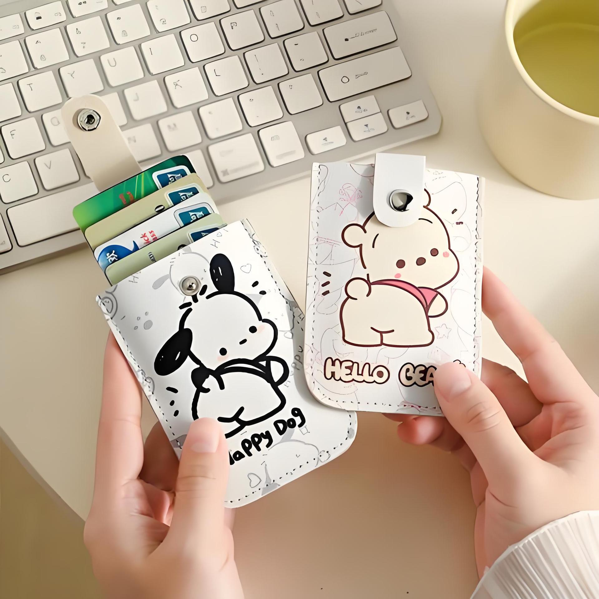 Leather Card Holder Printed Trendy Id Card Holder Id Card Bank Card Holder Mini Portable Ultra-Thin Card Holder Bag