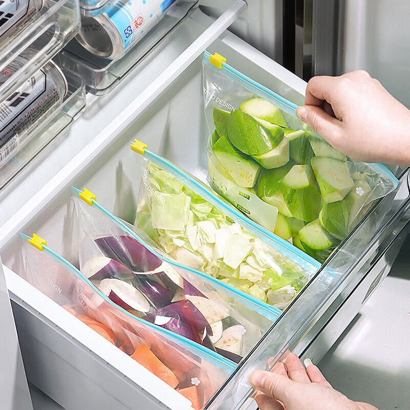 Thickened Fresh-Keeping Bag Household Food-Grade Zipper Seal Bag Refrigerator Refrigeration Lock Fresh Seal Bag Kitchen Repackaging Bag