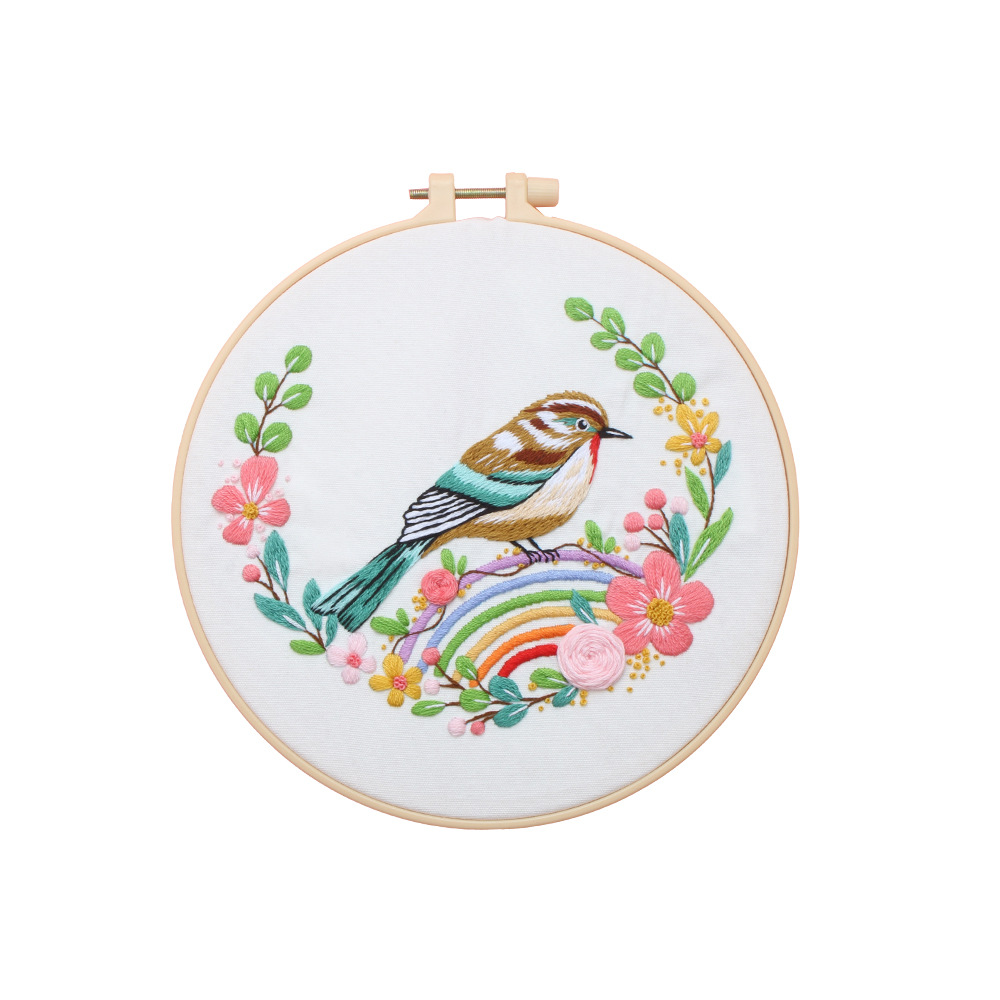 Factory DIY Handmade Embroider Material Package Chinese Style Flower, Bird, Tree and Plum Blossom Embroider Kit Needlework Cross-Border English