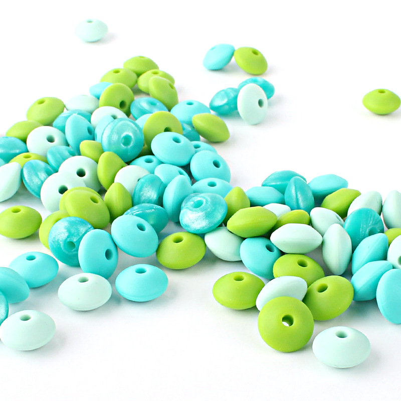 12mm Silicone Flat Beads Abacus Beads DIY Bracelet Jewelry Accessories Baby Teething Teether Stick