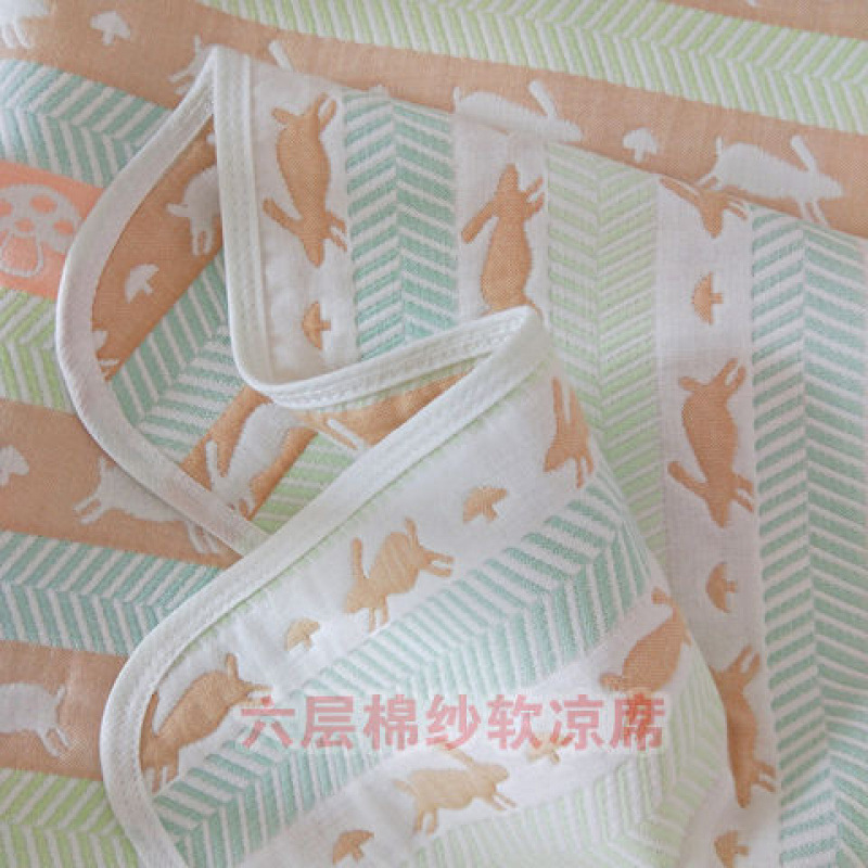 Q Gauze Bed Pure Cotton Six-Layer Soft Mat Infant Student Adult Double Air-Conditioned Room Non-Aage Coarse Cloth Three Pieces W