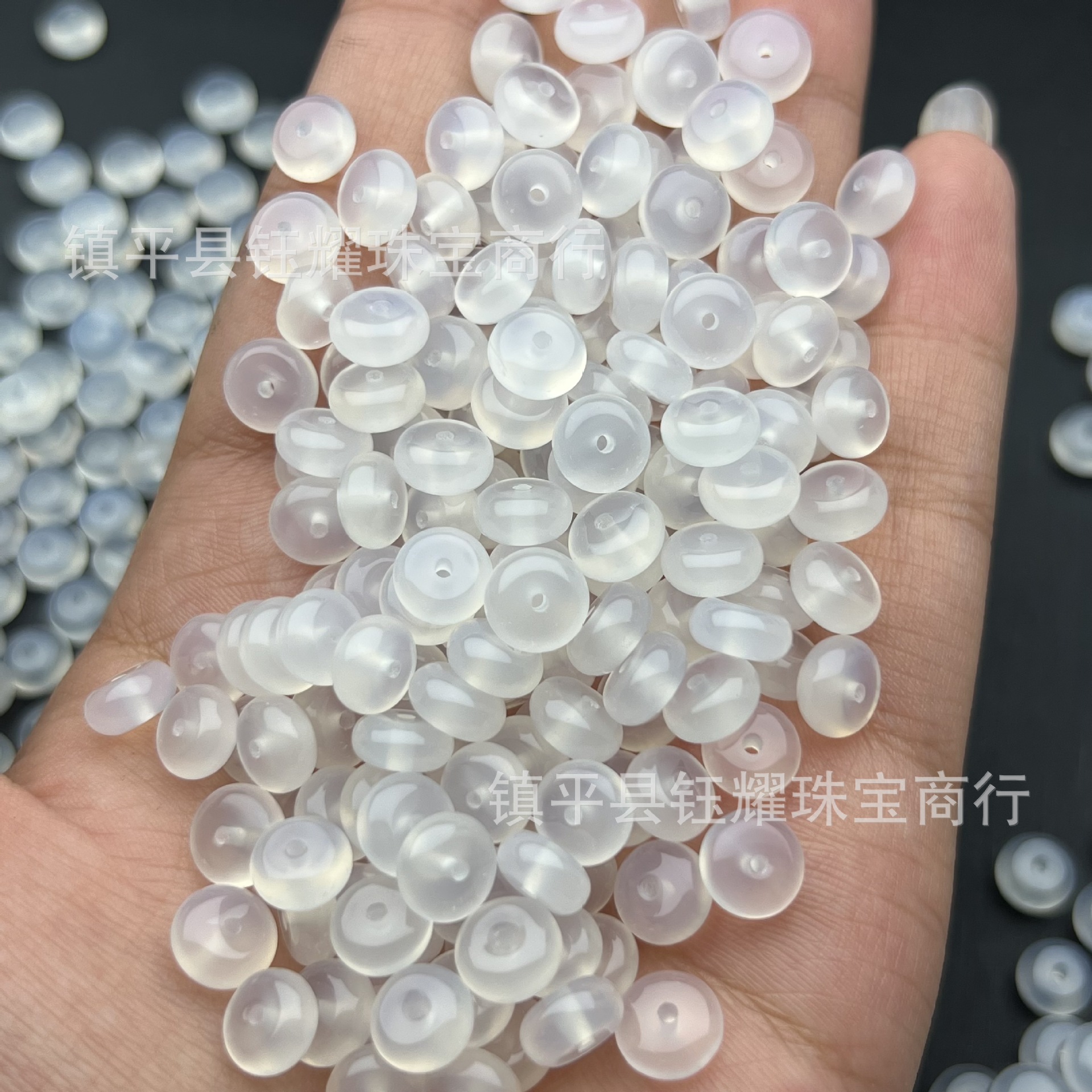 Natural ice white ice through litchi frozen abacus beads white agate chalcedony spacer beads DIY bracelet necklace handmade