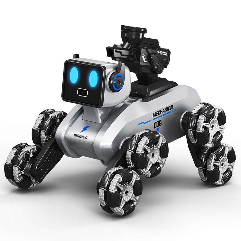 Electric mechanical dog camera spray water bullet gun robot dog gesture induction deformation eight-wheel stunt children's remote control car