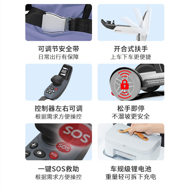 Intelligent Scooter for the Elderly Four-wheel Electric Wheelchair for Disabled People's Elderly Power-assisted Battery Car Fully Automatic Folding