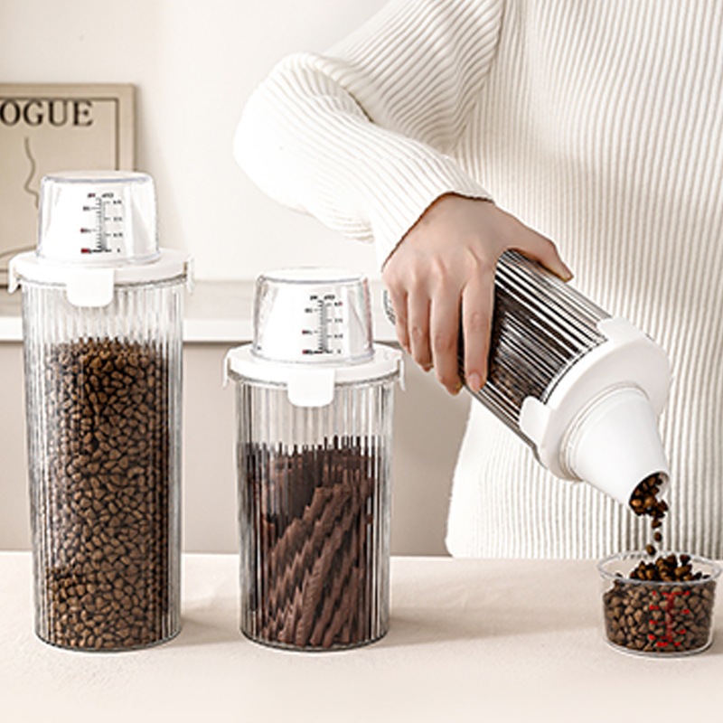 Large Thickened Pet Sealed Food Storage Container, Laundry Detergent Dispensing Bottle, Large Capacity Container with Measuring Cup