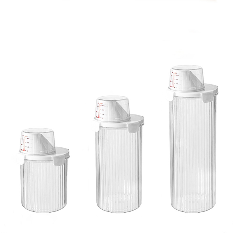 Large Thickened Pet Sealed Food Storage Container, Laundry Detergent Dispensing Bottle, Large Capacity Container with Measuring Cup
