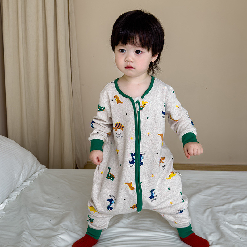 Sleeping Bag Kidsren's Thick Brushed Baby Split-Leg Anti-Kick Quilt Boneless Wool Pull-Up Cotton Boy's Seamless Jumpsuit